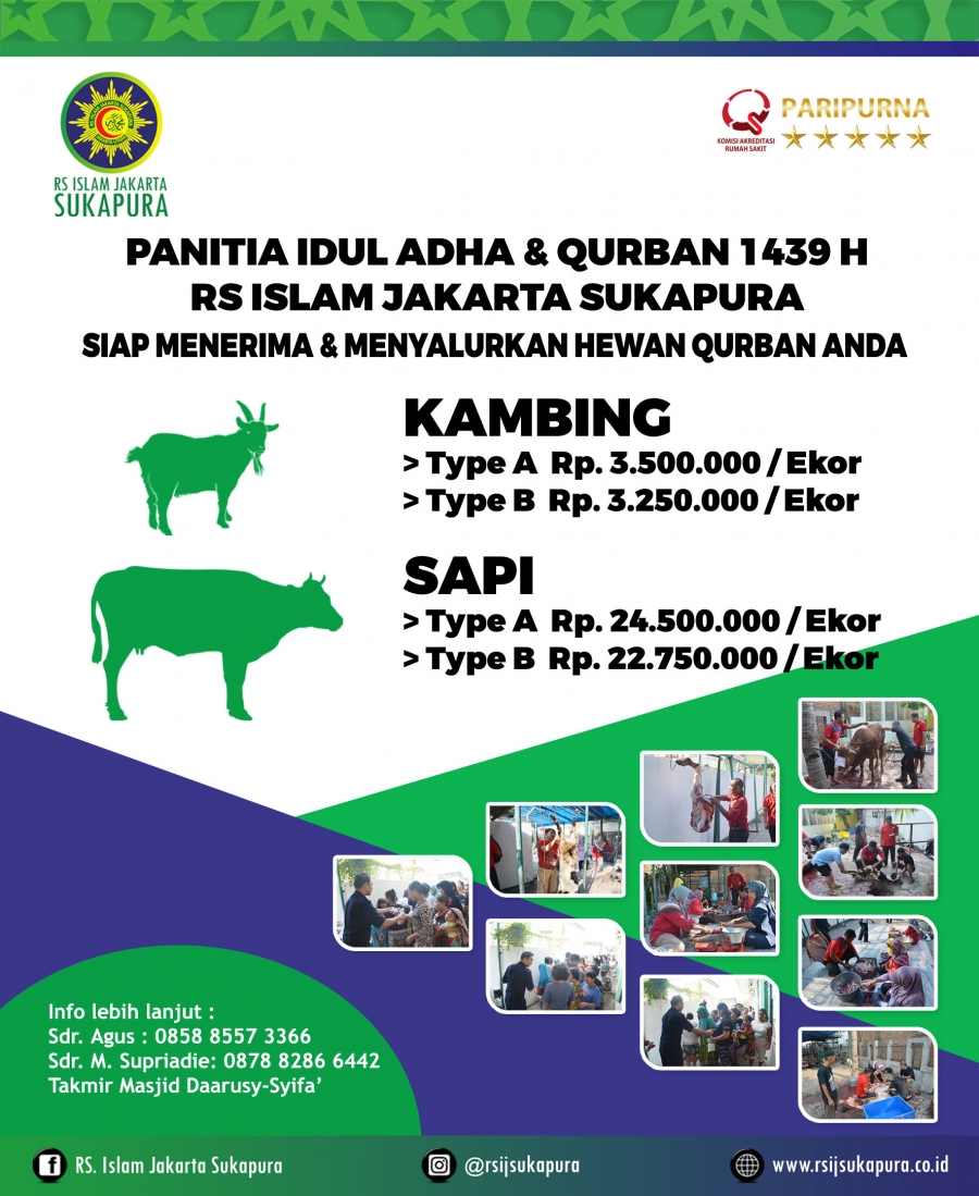Panitia Idul Adha &amp; Qurban 1439 H RS Islam Jakarta Sukapura Siap Menerima &amp; Menyalurkan Hewan Qurban Anda